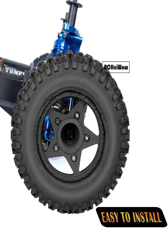 RCHuiWow RC 12mm/14mm Hex Wheels & Tires for 1/10 RC Scale Truck,RC Truck Tires for 1/10 Slash 2WD 4×4 Senton Axia1 L0SI Red cat Rc 4wd,4PCS,Black - Image 3